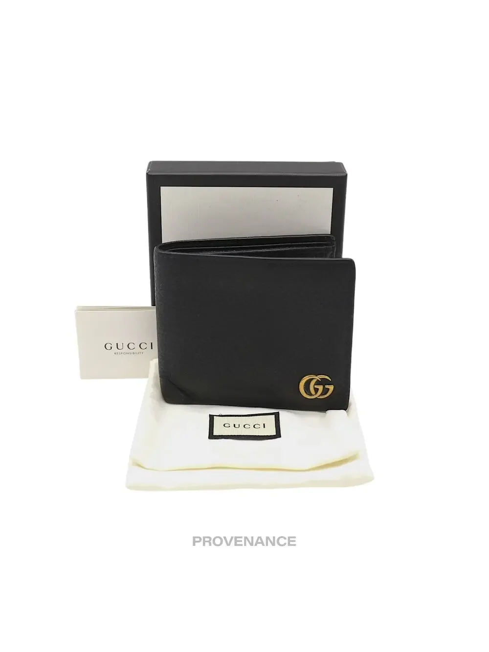 🔴 Gucci GG Marmont Bifold Wallet - Black Leather
